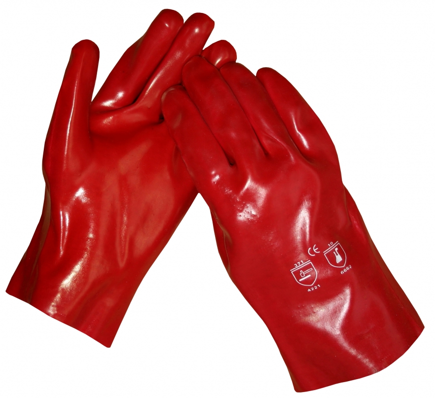 PVC handschoen rood 27 centimeter